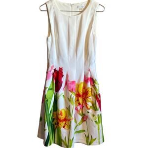 Calvin Klein Women’s Pink White Floral Dress Size 6